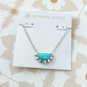 Kendra Scott Sienna Half Sun Silver Necklace Light Blue Magnesite